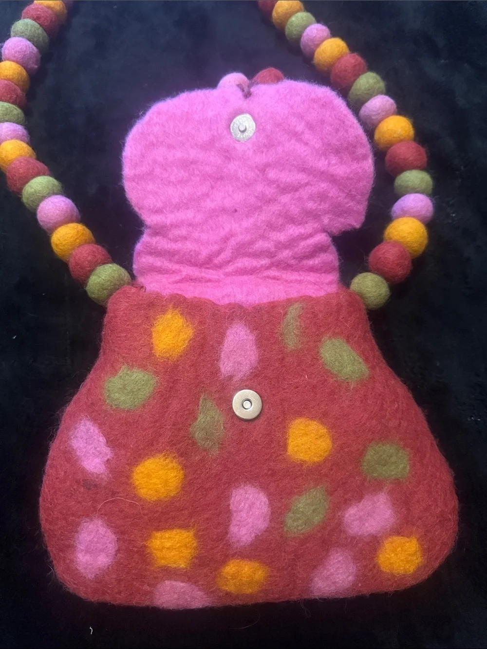 RISING TIDE Vibrant Felt Polka Dot Crossbody Shoulder Bag - Pink & Multicolor